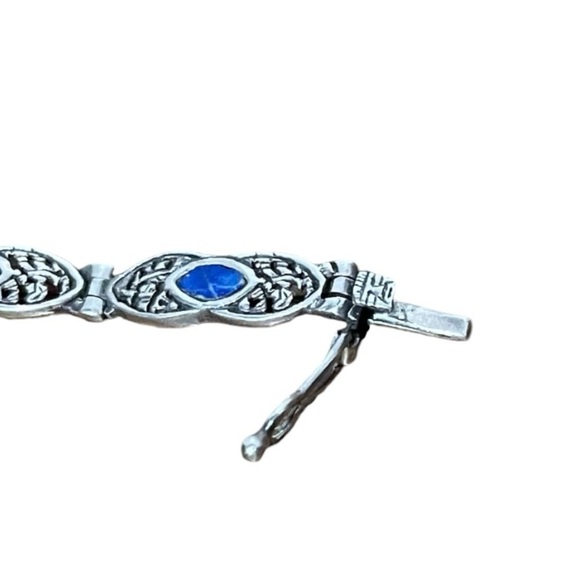 Vintage Sterling Silver & Lapis Bracelet - Picture 3 of 5